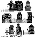 Set of Cartoons fairy tale drawing houses isolated on white background. Series separate lodge. . Стоковая иллюстрация, агентство Ingram Publishing / Фотобанк Лори