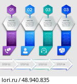 Origami infographics service elements template with ribbon options and icons vector illustration. Стоковая иллюстрация, агентство Ingram Publishing / Фотобанк Лори