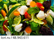 Salad with pickled merluccius. Стоковое фото, фотограф Яков Филимонов / Фотобанк Лори
