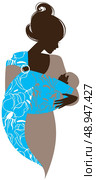 Beautiful mother silhouette with baby in a sling . Стоковая иллюстрация, агентство Ingram Publishing / Фотобанк Лори