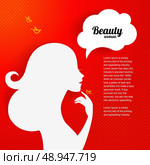 Applique background with beautiful girl silhouette for your design. . Стоковая иллюстрация, агентство Ingram Publishing / Фотобанк Лори