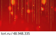 Abstract red background with golden bokeh lights and shimmering particles creating a festive atmosphere, ideal for holiday celebrations, invitations, or seasonal promotions. Стоковое AI-видео, аниматор Ирина Ручушкина / Фотобанк Лори