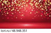 Abstract red background with golden bokeh lights and shimmering particles creating a festive atmosphere, ideal for holiday celebrations, invitations, or seasonal promotions. Стоковое AI-видео, аниматор Ирина Ручушкина / Фотобанк Лори