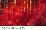 Abstract red background with golden bokeh lights and shimmering particles creating a festive atmosphere, ideal for holiday celebrations, invitations, or seasonal promotions. Стоковое AI-видео, аниматор Ирина Ручушкина / Фотобанк Лори