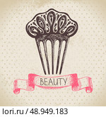 Beauty sketch background. Vintage hand drawn vector illustration of cosmetic. Стоковая иллюстрация, агентство Ingram Publishing / Фотобанк Лори