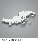 3d isometric map of Quang Ninh Province of Vietnam. Стоковая иллюстрация, иллюстратор Максим Гребешков / Фотобанк Лори