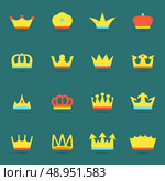 Ornamental imperial classical monarch emperor knight crowns emblems heraldic elements avatar collection flat abstract isolated vector illustration. Стоковая иллюстрация, агентство Ingram Publishing / Фотобанк Лори