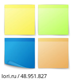 Paper post note colored memo stickers set isolated vector illustration. Стоковая иллюстрация, агентство Ingram Publishing / Фотобанк Лори