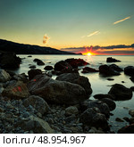 Mountains and sea at sunset. Crimea landscape. Nature background. Стоковое фото, агентство Ingram Publishing / Фотобанк Лори