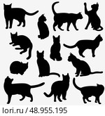 Set of cats Silhouettes on a white background. Стоковая иллюстрация, агентство Ingram Publishing / Фотобанк Лори