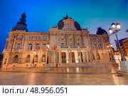 Ayuntamiento de Cartagena sunset city hall at Murcia Spain. Стоковое фото, агентство Ingram Publishing / Фотобанк Лори