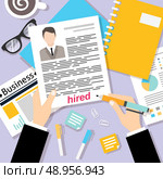 Job interview concept with business cv resume vector illustration. Стоковая иллюстрация, агентство Ingram Publishing / Фотобанк Лори