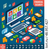 Isometric financial securities and business elements set vector illustration. Стоковая иллюстрация, агентство Ingram Publishing / Фотобанк Лори