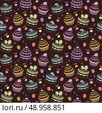 Seamless cupcake pattern. Стоковая иллюстрация, агентство Ingram Publishing / Фотобанк Лори