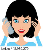 Young woman is surprised by phone. Стоковая иллюстрация, агентство Ingram Publishing / Фотобанк Лори