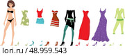 Young beautiful paper dolls with clothes set. Стоковая иллюстрация, агентство Ingram Publishing / Фотобанк Лори