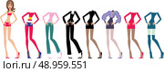 Young beautiful paper dolls with clothes set. Стоковая иллюстрация, агентство Ingram Publishing / Фотобанк Лори