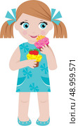 Little girl with cupcakes. Стоковая иллюстрация, агентство Ingram Publishing / Фотобанк Лори