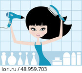 Pretty girl dries hair. Стоковая иллюстрация, агентство Ingram Publishing / Фотобанк Лори