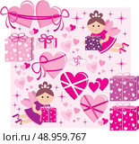 Scrapbook elements with hearts and fairies. Стоковая иллюстрация, агентство Ingram Publishing / Фотобанк Лори