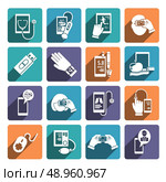 Digital health icons set of glucose level control fitness and diet app isolated vector illustration. Стоковая иллюстрация, агентство Ingram Publishing / Фотобанк Лори