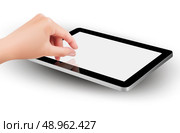 Fingers pinching to zoom tablet’s screen. Vector. Стоковая иллюстрация, агентство Ingram Publishing / Фотобанк Лори