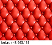 Red button-tufted leather background. Vector illustration. Стоковая иллюстрация, агентство Ingram Publishing / Фотобанк Лори