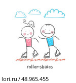 roller-skates. Fun cartoon style illustration. The situation of life. Стоковая иллюстрация, агентство Ingram Publishing / Фотобанк Лори