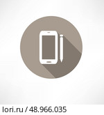 smartphone with a stylus icon Flat modern style vector illustration. Стоковая иллюстрация, агентство Ingram Publishing / Фотобанк Лори