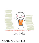 archivist. . Fun cartoon style illustration. The situation of life. Стоковая иллюстрация, агентство Ingram Publishing / Фотобанк Лори