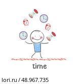 man juggles clocks. Стоковая иллюстрация, агентство Ingram Publishing / Фотобанк Лори