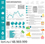 Government tax money finance cut paying reducing symbols infographics set with charts vector illustration. Стоковая иллюстрация, агентство Ingram Publishing / Фотобанк Лори