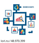 Business strategy and statistic charts graphs and diagrams flat decorative icons set vector illustration. Стоковая иллюстрация, агентство Ingram Publishing / Фотобанк Лори