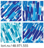Set of seamless pattern with blots and ink splashes in blue colors. Abstract background for design in grunge style. Ready to use as swatch. Стоковая иллюстрация, агентство Ingram Publishing / Фотобанк Лори