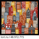 The background of many urban houses of different colors. Стоковая иллюстрация, агентство Ingram Publishing / Фотобанк Лори