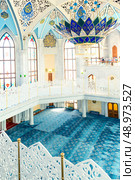 Beautiful picturesque interior decoration of the Kul Sharif Mosque in the territory of the Kazan Kremlin. Russia (2022 год). Стоковое фото, фотограф Константин Лабунский / Фотобанк Лори