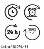 Clocks, time icons set on white background. Стоковая иллюстрация, агентство Ingram Publishing / Фотобанк Лори