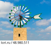 Mallorca Majorca windmill in Campos Balearic Islands of Spain. Стоковое фото, агентство Ingram Publishing / Фотобанк Лори