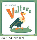 Letter V - Vulture. Alphabet with cute animals. Vector illustration. Other letters from this set are available in my portfolio. Стоковая иллюстрация, агентство Ingram Publishing / Фотобанк Лори
