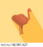 Ostrich icon with shadow in flat design. Стоковая иллюстрация, агентство Ingram Publishing / Фотобанк Лори