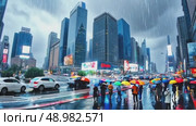Rainy City Street Scene with Traffic. Стоковое AI-видео, аниматор Olga Dmitrieva / Фотобанк Лори