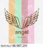 Vector illustration of angel icon. retro background. Стоковая иллюстрация, агентство Ingram Publishing / Фотобанк Лори