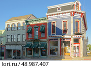Downtown Wabash Historic District, also known as Wabash Marketplace District. Located in district are James M. Amoss Building and Solomon Wilson Building. Indiana (2014 год). Редакционное фото, фотограф Валерия Попова / Фотобанк Лори