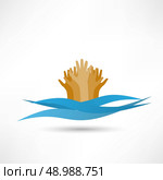 Drowning and reaching out hand for help. Стоковая иллюстрация, агентство Ingram Publishing / Фотобанк Лори