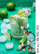 Popsicles with fruit lime.The image is tinted in vintage style.Shallow DOF. fruit ice cream in  bowl. Стоковое фото, агентство Ingram Publishing / Фотобанк Лори