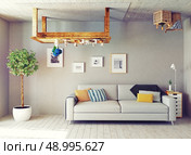 strange living room interior. 3d design concept. Стоковое фото, агентство Ingram Publishing / Фотобанк Лори