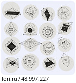Abstract polygonal label design. Elements of astronomy and constellation. Cosmic style. . low poly illustration . Abstract triangles  design . Стоковая иллюстрация, агентство Ingram Publishing / Фотобанк Лори