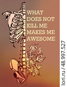 Quote Typographical poster with Human skeleton. Digital illustration. Quote Typographical Background with hand. Стоковая иллюстрация, агентство Ingram Publishing / Фотобанк Лори