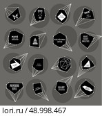 Abstract polygonal label and bubble design. Cosmic style. low poly illustration. Abstract polygonal label design. Elements of astronomy . Стоковая иллюстрация, агентство Ingram Publishing / Фотобанк Лори