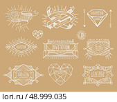 Abstract  retro vintage design. Line labels, insignias, badges frame borders. Стоковая иллюстрация, агентство Ingram Publishing / Фотобанк Лори